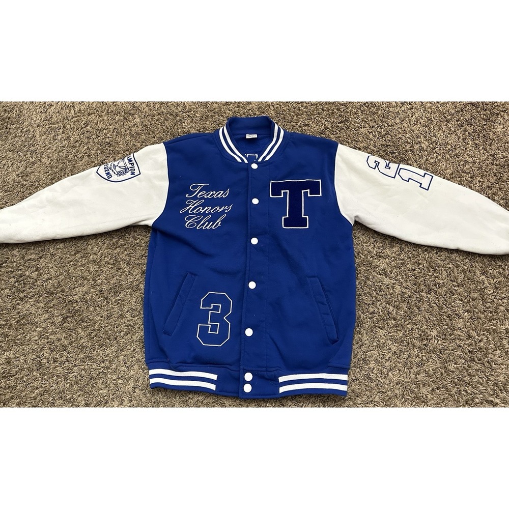 Sun Sport Blue White Texas Honors Club Varsity Jacket Mens Size XL